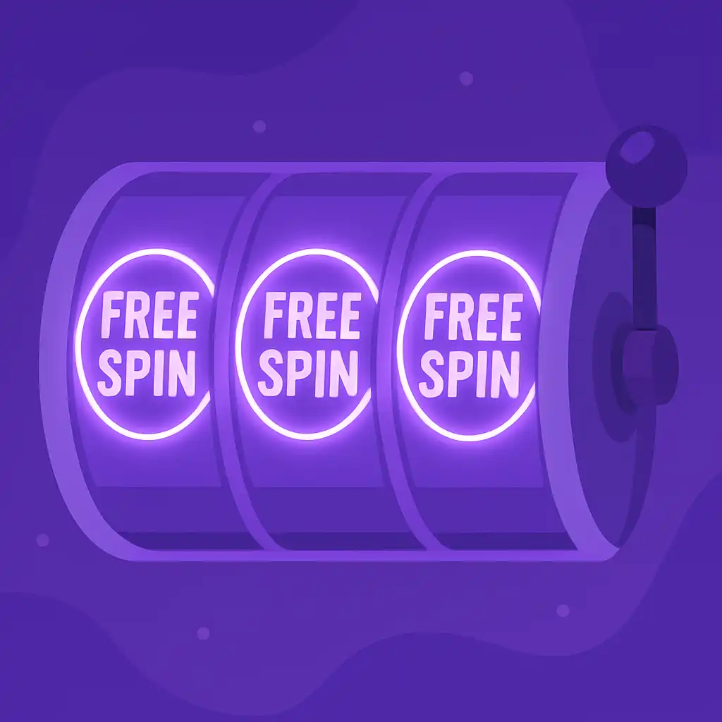 Free spin symbols lighting up on a slot reel graphic