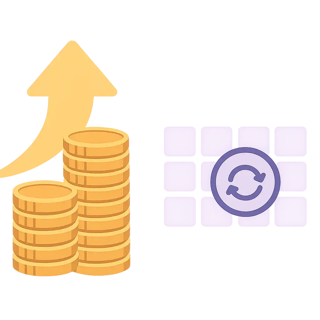 Reload bonus coins stacking on a weekly calendar graphic